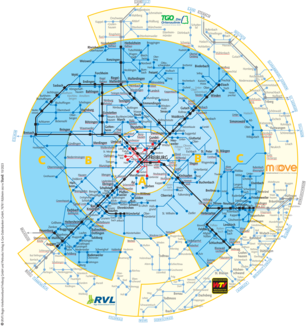 Tarifzonenplan - das gesamte Verbundgebiet des RVF